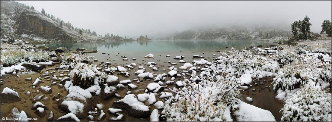Снежное утро на озере Дарашколь