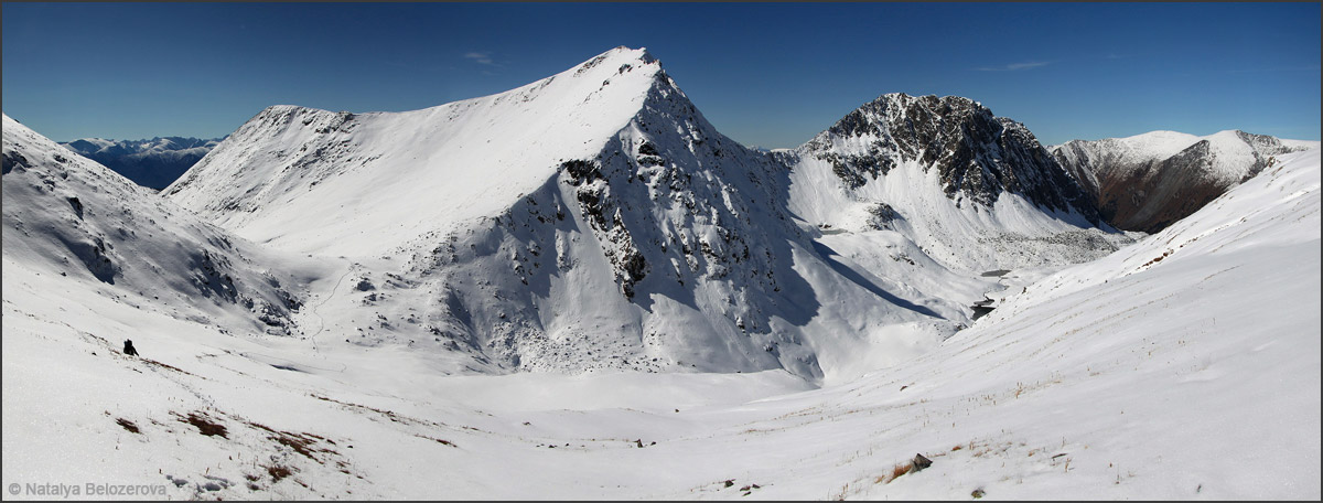 Вид с подъема на перевал Кызылайры. Слева долина Тюргунды